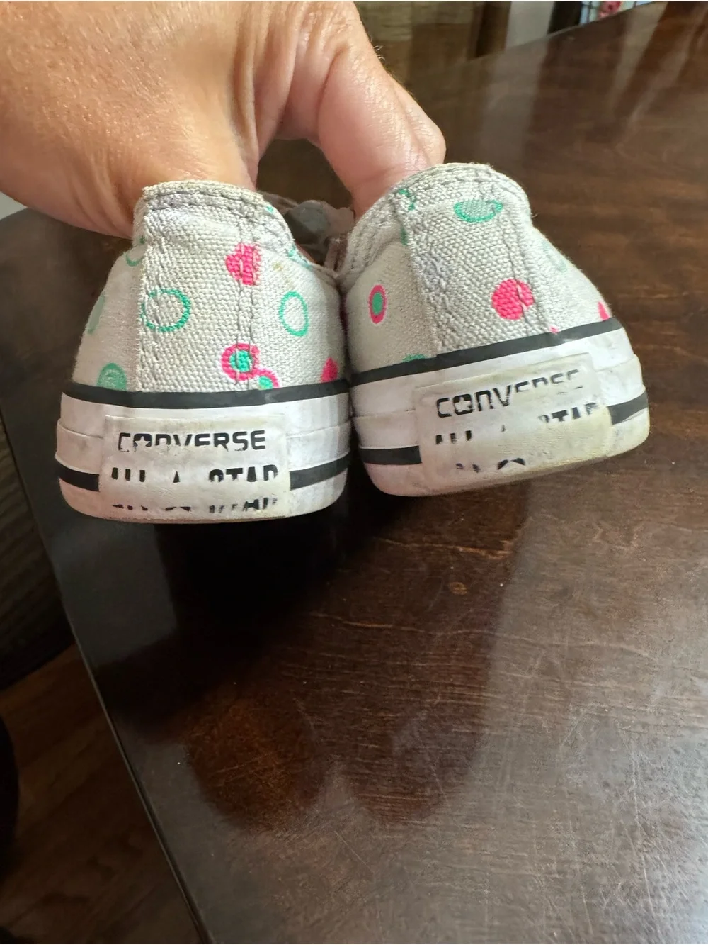 Converse Kids Low Top Sneakers in White with Pink & Mint Dots